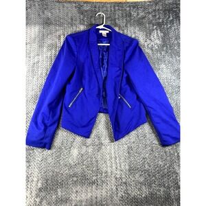 WD·NY Blazer Jacket Womens Large Royal Blue Lined Single Breasted Shawl Lapel
